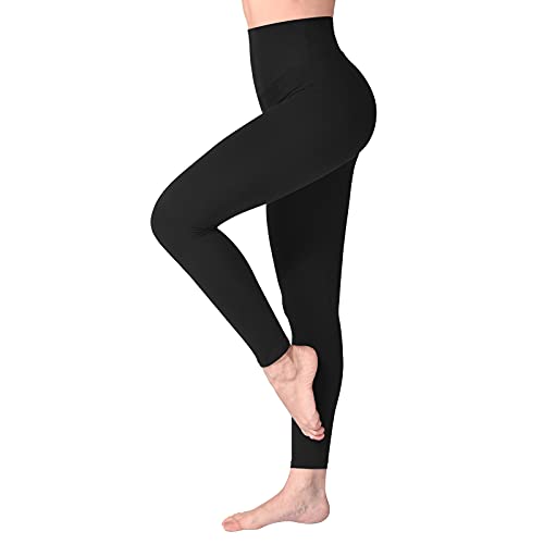 SINOPHANT Leggins Vita Alta Donna, Leggings Donna Fitness Pantaloni Yoga Controllo della Pancia Opaco Elastici Morbido per Sportivi o Casual,S-M,Nero