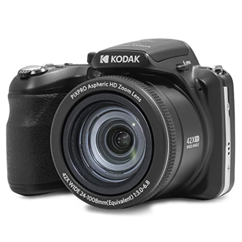 KODAK Pixpro Astro Zoom AZ425 - Fotocamera Digitale Bridge, Zoom Ottico 42X, Obiettivo Grandangolare 24 mm, 20 Megapixel, LCD 3, Video Full HD 1080p, Batterie Li-ion - Nero