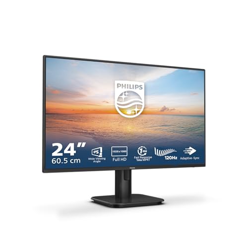 Philips 24E1N1100A Monitor 24" 120Hz Frameless IPS FHD (1920x1080), 1ms (MPRT), Haut-parleurs intégrés, VGA, HDMI, Attacco VESA, 2023, Nero, altoparlante integrato