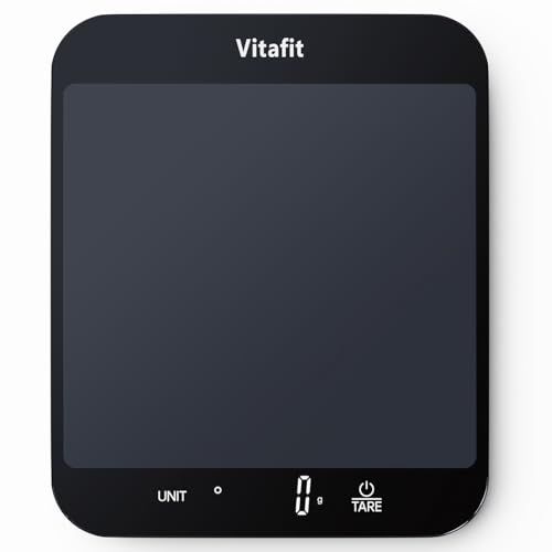 Vitafit 15kg Bilancia da Cucina Digitale, Bilancia Alimentare Elettronica Multifunzione in Grammi e Once, Graduazione Precisa 1g/0.1oz, Batterie Incluse, Nero