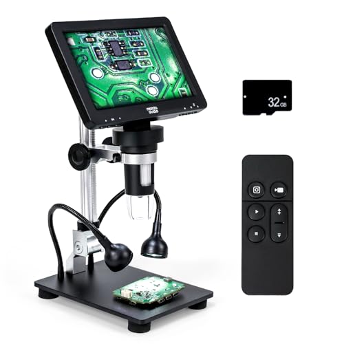 Matatastudio Microscopio digitale MT2 1200X HDMI con schermo IPS HD da 7'', Microscopio di saldatura con lente d'ingrandimento per monete 1080P per bambini e adulti, 10 luci LED, compatibile con