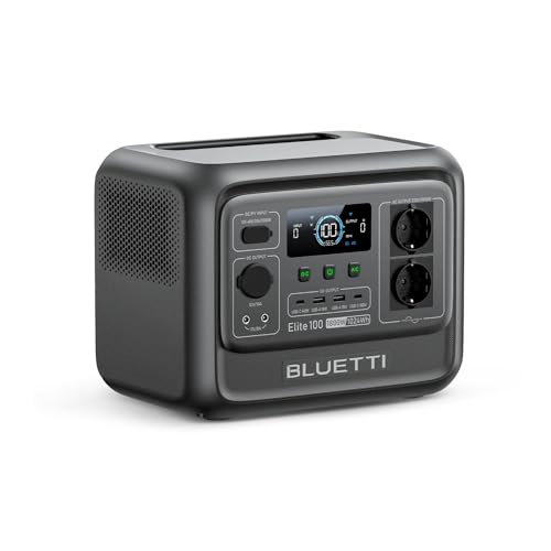 BLUETTI Elite 100 V2 Centrale Elettrica Portatile, LFP Batteria da 1024Wh, 2 Uscite CA 1800W (3600W Picco), 35% Più Piccolo, Alimentazione per campeggio, Interruzioni, Backup UPS