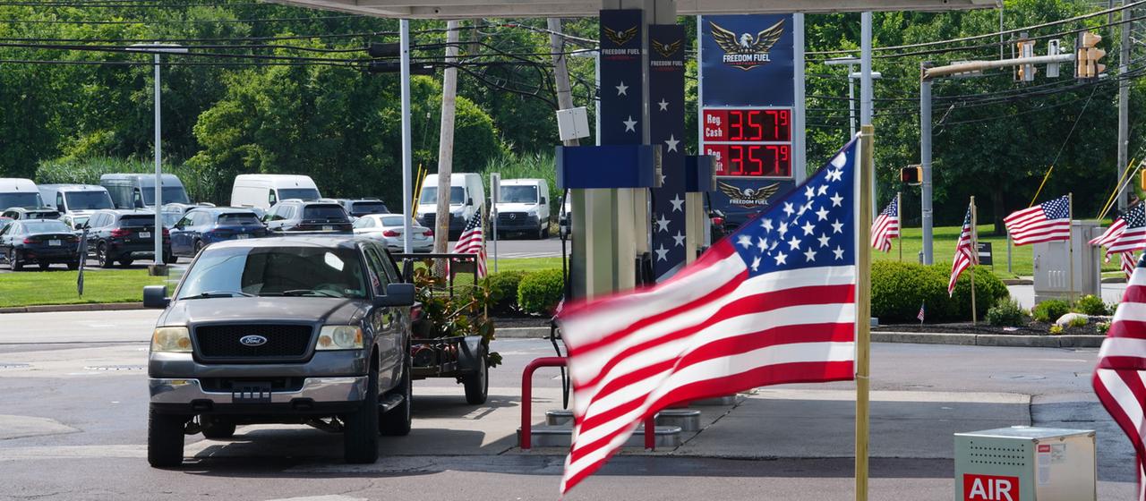 Blick auf eine Tankstelle des Freedom Fuel Network in Dresher in Pennsylvania (USA).