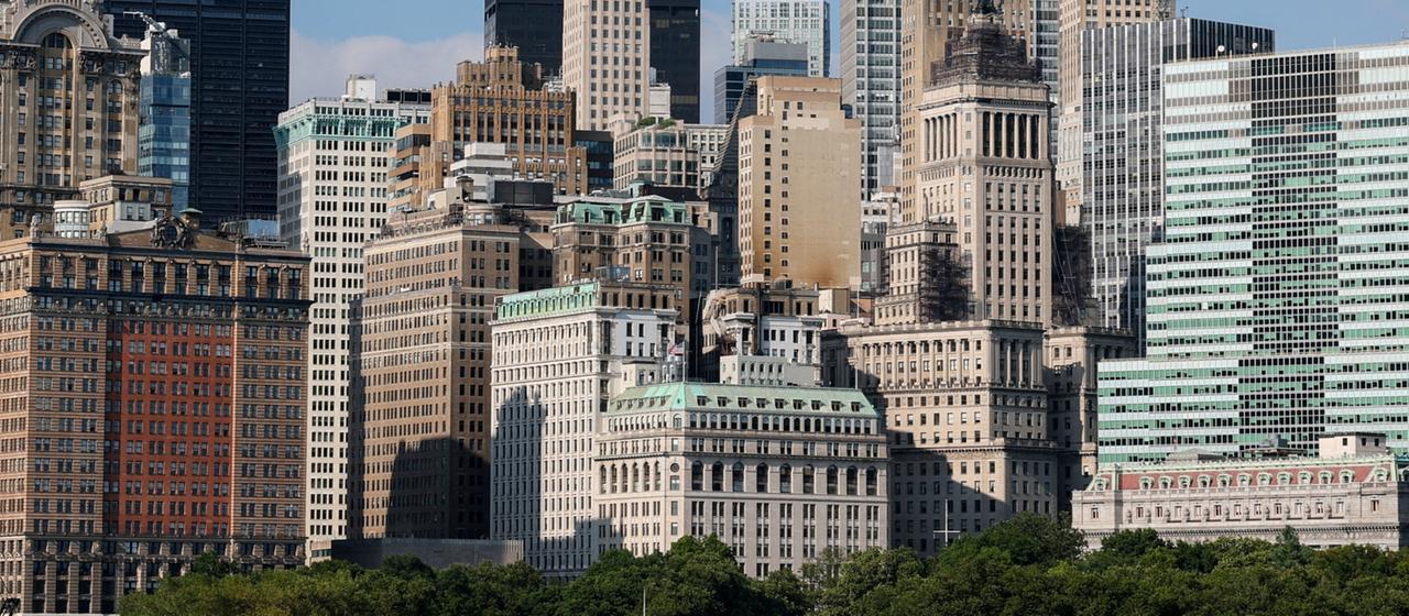 Die Skyline von Manhattan, New York City.